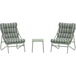 Charles Bentley Porto Green 2 Seater Stripe Olefin Fabric Garden Bistro Set - thumbnail 2