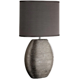 Kliving Waltham Satin Shade Brushed Silver Ceramic Table Lamp