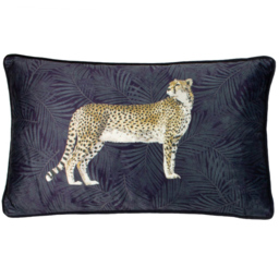 Paoletti Cheetah Forest Navy Velvet Cushion