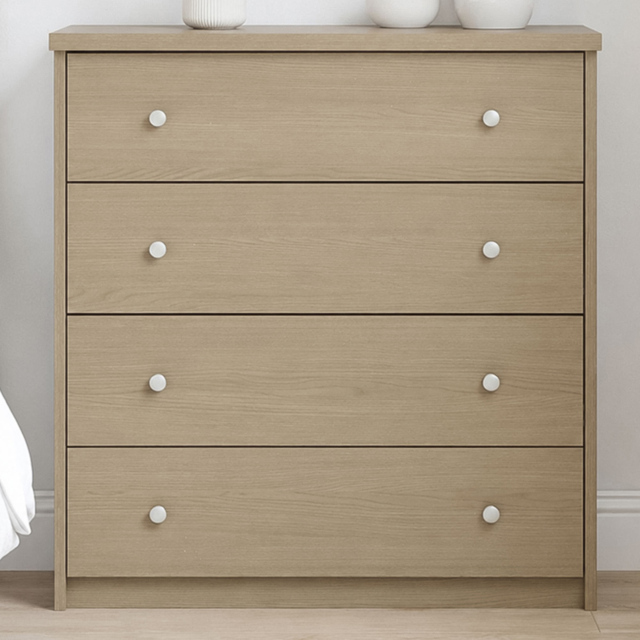 Core Products Freya Smoked Oak Foil Finish 4 Drawer Chest of Drawers - image 1