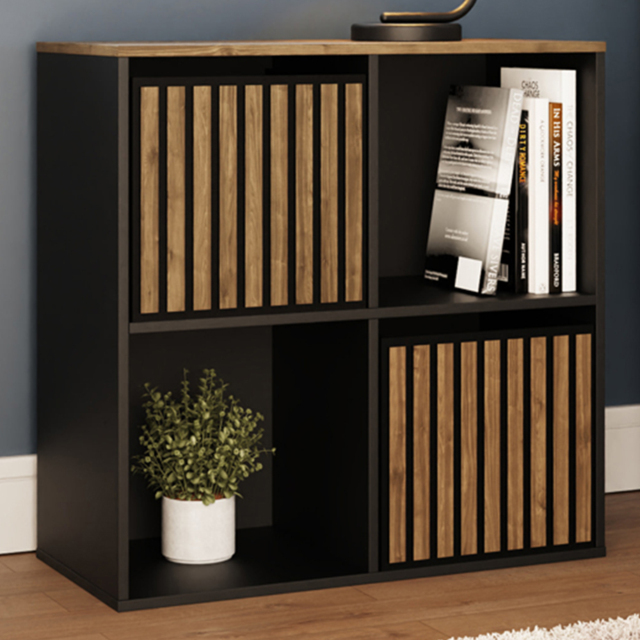 GFW Kube Black and Walnut 2 Drawer 2 Shelf Storage Unit - image 1
