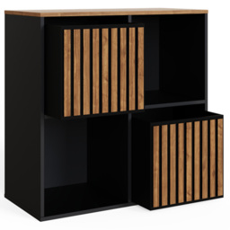 GFW Kube Black and Walnut 2 Drawer 2 Shelf Storage Unit - thumbnail 4
