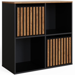 GFW Kube Black and Walnut 2 Drawer 2 Shelf Storage Unit - thumbnail 2