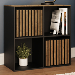 GFW Kube Black and Walnut 2 Drawer 2 Shelf Storage Unit