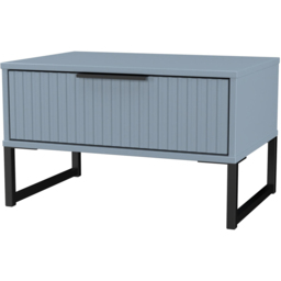 Crowndale Fluted Single Drawer Denim Blue Wide Side Table Ready Assembled - thumbnail 4