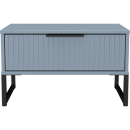 Crowndale Fluted Single Drawer Denim Blue Wide Side Table Ready Assembled - thumbnail 2