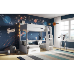Flair Cosmic Wooden White High Sleeper with Charcoal Grey Futon - thumbnail 4