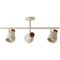 ValueLights Parker Cream and Walnut 3 Way Ceiling Light Fitting and Bulbs