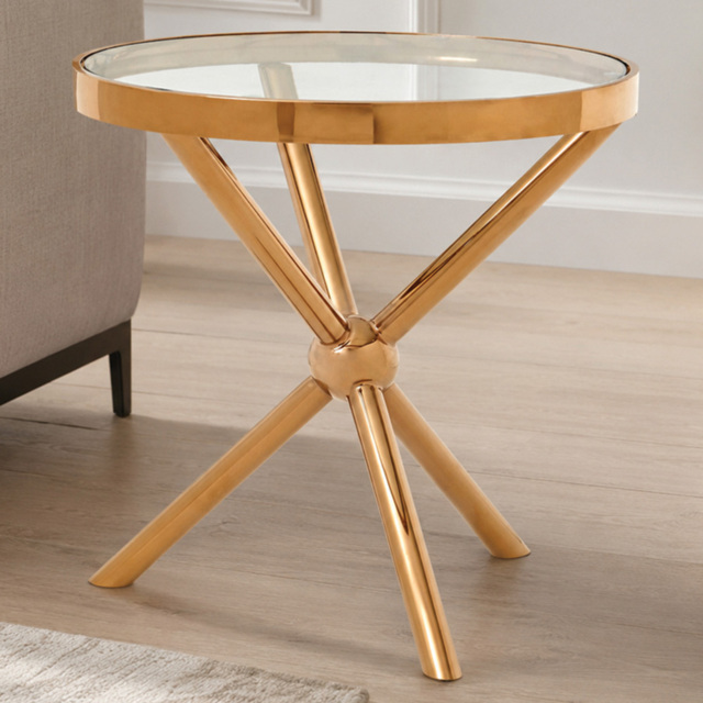 Premier Housewares Novo Rose Gold Round Side Table - image 1