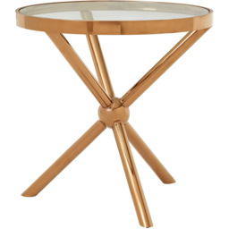 Premier Housewares Novo Rose Gold Round Side Table - thumbnail 3