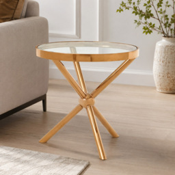 Premier Housewares Novo Rose Gold Round Side Table - thumbnail 4