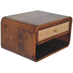 Artisan Furniture Chestnut Single Drawer Single Shelf Woven Solid Wood Wall-Mounted Bedside Table - thumbnail 4