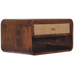 Artisan Furniture Chestnut Single Drawer Single Shelf Woven Solid Wood Wall-Mounted Bedside Table - thumbnail 3