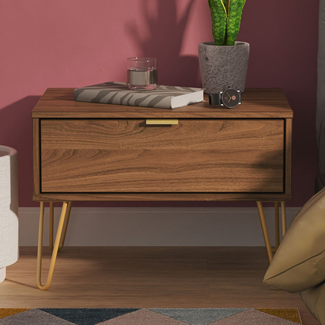 Crowndale Hong Kong Single Drawer Carini Walnut Wide Side Table Ready Assembled - image 1