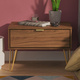 Crowndale Hong Kong Single Drawer Carini Walnut Wide Side Table Ready Assembled