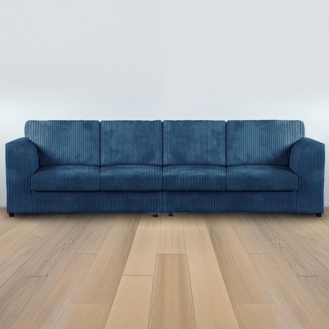 Luxor 4 Seater Marine Blue Jumbo Cord Long Sofa with Full Back - image 1