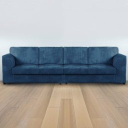 Luxor 4 Seater Marine Blue Jumbo Cord Long Sofa with Full Back