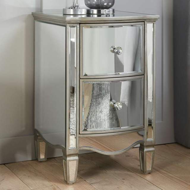 Birlea Elysee 2 Drawer Mirrored Bedside Table - image 1
