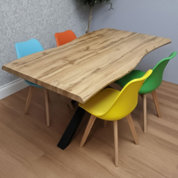 Portland Multicolour Faux Leather Plastic Wooden 4 Seater Dining Set