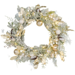 Gold Leaf and Baubles Christmas Wreath 70cm - thumbnail 3