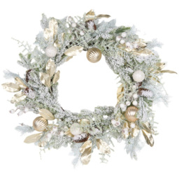Gold Leaf and Baubles Christmas Wreath 70cm - thumbnail 2