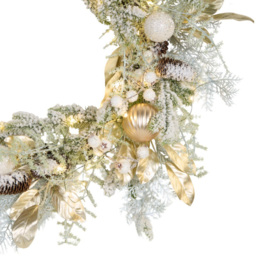 Gold Leaf and Baubles Christmas Wreath 70cm - thumbnail 4