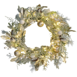 Gold Leaf and Baubles Christmas Wreath 70cm - thumbnail 1