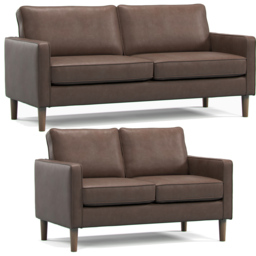 Bexhill Brown Faux Leather 5 Seater Sofa Suite - thumbnail 2