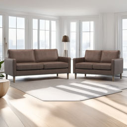 Bexhill Brown Faux Leather 5 Seater Sofa Suite