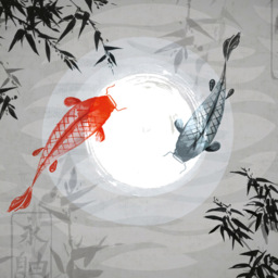 Origin Murals Watercolour Koi Grey Wall Mural - thumbnail 2