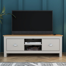 Lexington 2 Drawer 2 Shelf Grey and Oak TV Unit