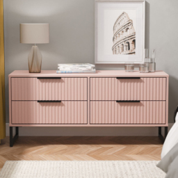 Crowndale Fluted 4 Drawer Kobe Pink Bed Box Ready Assembled - thumbnail 1