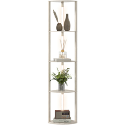 Portland Oak 4 Shelf Corner Dimmable Warm White LED Floor Lamp