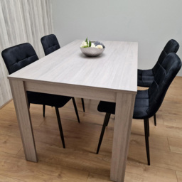 Portland 4 Seater Velvet Dining Set Grey and Black