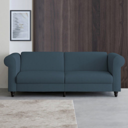 Dorel Felix 3 Seater Blue Corduroy Sofa Bed - thumbnail 1