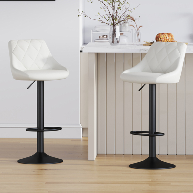 Stanley Cream Adjustable Breakfast Bar Stool with Footrest Set of 2 - image 1