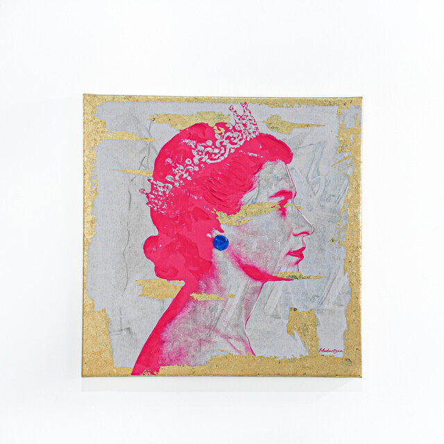 Modartzee Vibrant Queen Gold Foiled Pink Canvas 50 x 50cm - image 1