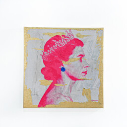 Modartzee Vibrant Queen Gold Foiled Pink Canvas 50 x 50cm