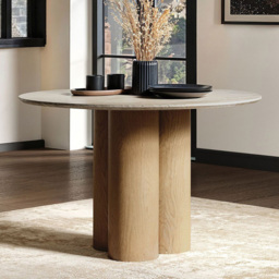 SOLACE+CO Deko Oak 4 Seater Sintered Stone Effect Dining Table