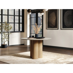 SOLACE+CO Deko Oak 4 Seater Sintered Stone Effect Dining Table - thumbnail 4