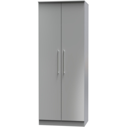 Crowndale Worcester Uniform Grey and Dusk Grey 2 Door Wardrobe Ready Assembled - thumbnail 2