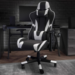FWStyle X20 Black and White Faux Leather Racer Style Gaming Chair