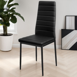 tectake High Backrest Padded Black Dining Chair Set of 6