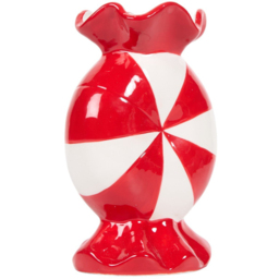 Candy Cane Sweet Red and White Ceramic Vase - thumbnail 2