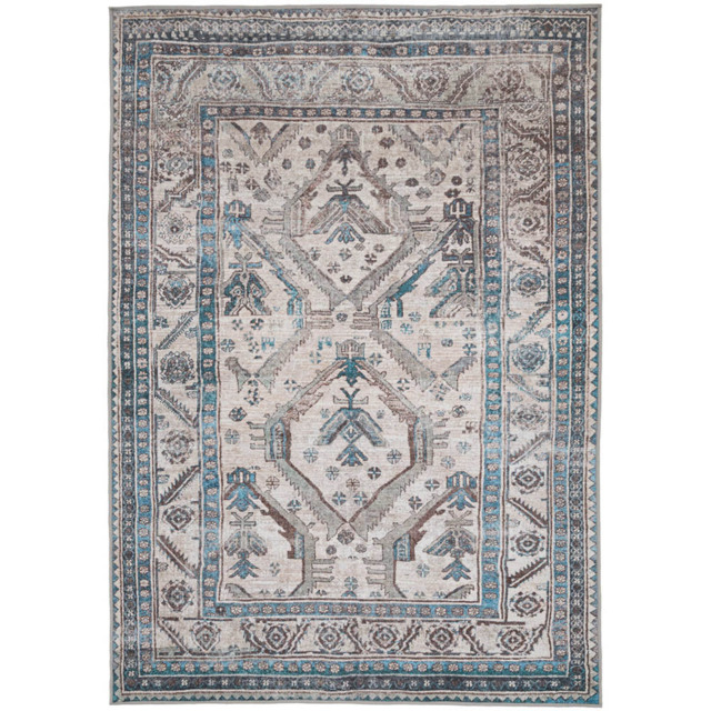 Kukoon Traditional Bordered Medallion Beige and Grey Rug 240 x 330cm - image 1