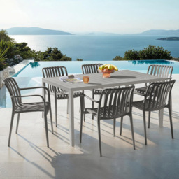 tectake Alcudia Anthracite Garden Chairs 6 Pack