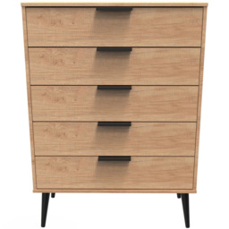 Crowndale Hong Kong 5 Drawer Nebraska Oak Chest of Drawers Ready Assembled - thumbnail 3