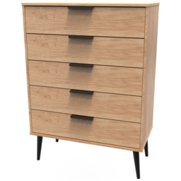 Crowndale Hong Kong 5 Drawer Nebraska Oak Chest of Drawers Ready Assembled - thumbnail 2