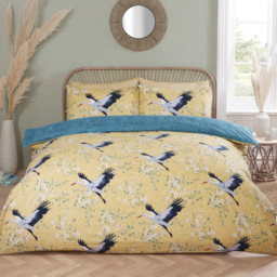 Rapport Home Cranes King Size Ochre Duvet Set