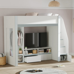 Julian Bowen Gaia White and Silver Single Highsleeper TV Bed